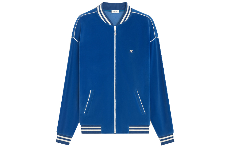 Celine Logo Velvet Zip-Up Bomber Jacket Black 2Y304679I-07CE