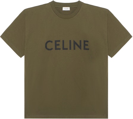 CELINE Kaos Crewneck Loose Fit Logo Huruf Cetak Warna Hijau Tua 2X681501F-02DB Buy CELINE Kaos Crewneck Loose Fit Logo Huruf Cetak Warna Hijau Tua 2X681501F-02DB