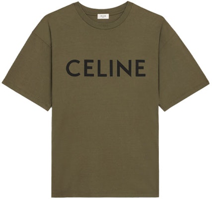 CELINE Kaos Crewneck Loose Fit Logo Huruf Cetak Warna Hijau Tua 2X681501F-02DB Order CELINE Kaos Crewneck Loose Fit Logo Huruf Cetak Warna Hijau Tua 2X681501F-02DB