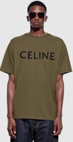 CELINE Kaos Crewneck Loose Fit Logo Huruf Cetak Warna Hijau Tua 2X681501F-02DB Purchase CELINE Kaos Crewneck Loose Fit Logo Huruf Cetak Warna Hijau Tua 2X681501F-02DB