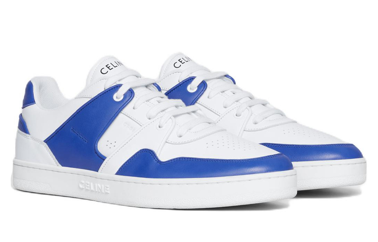 CELINE Low-Top Lace-Up Round Toe Sneaker 'White Blue' 圖 3