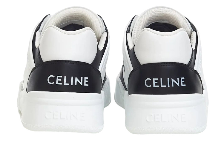 Shop CELINE 时尚白黑低帮系带运动鞋 353143840C.01OK