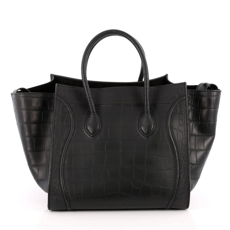 Order Celine Luggage Phantom Negro con Grabado de Cocodrilo