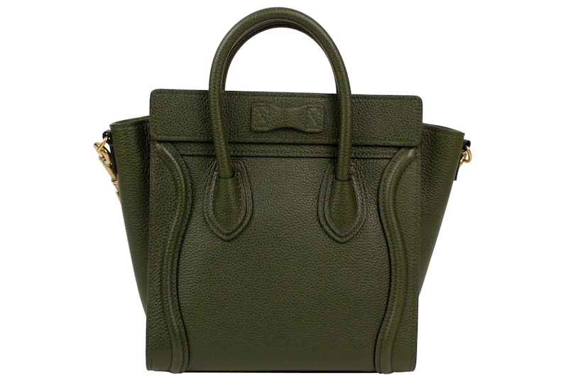 Order Celine Luggage Micro Khaki con Cuero Texturizado