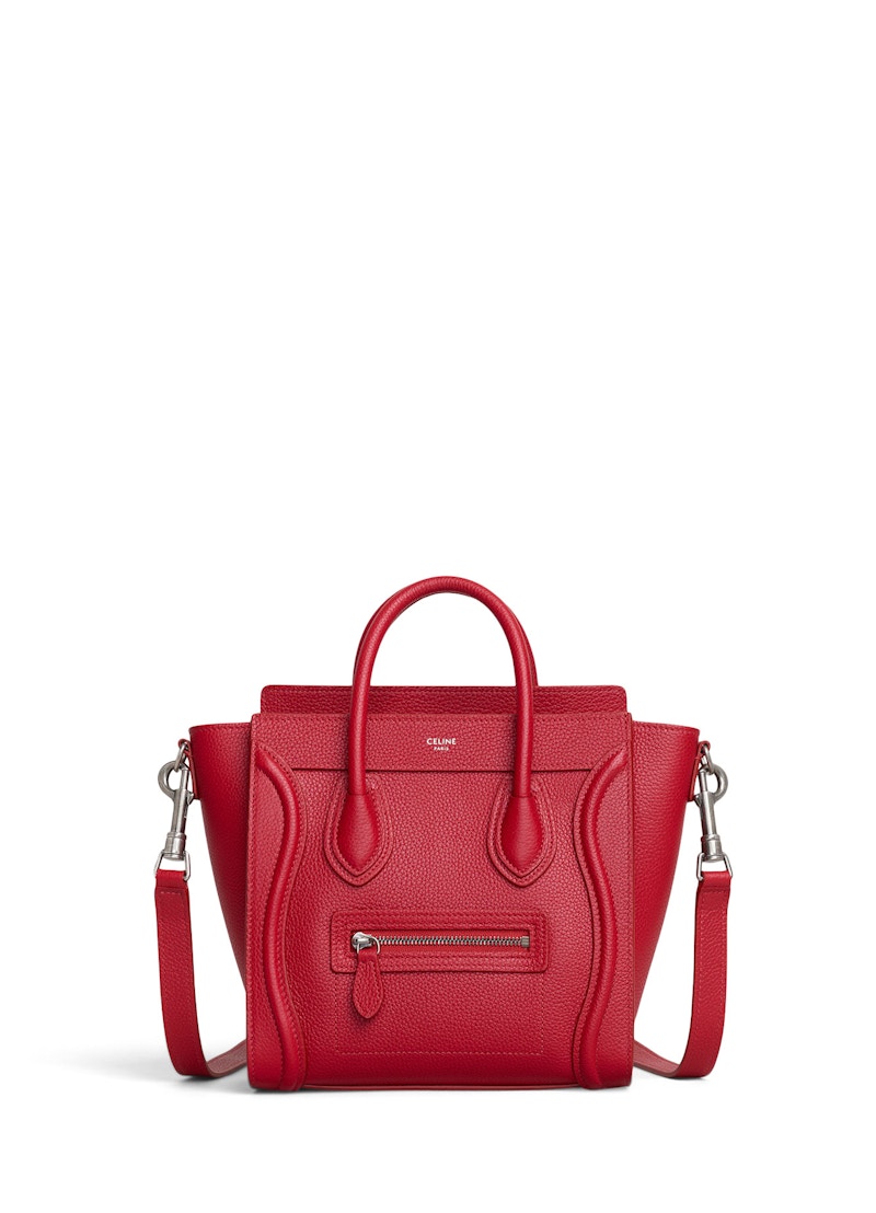 Celine Luggage Drummed Nano Red