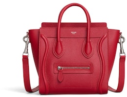 Celine Luggage Drummed Nano Red Celine Luggage Drummed Nano Red