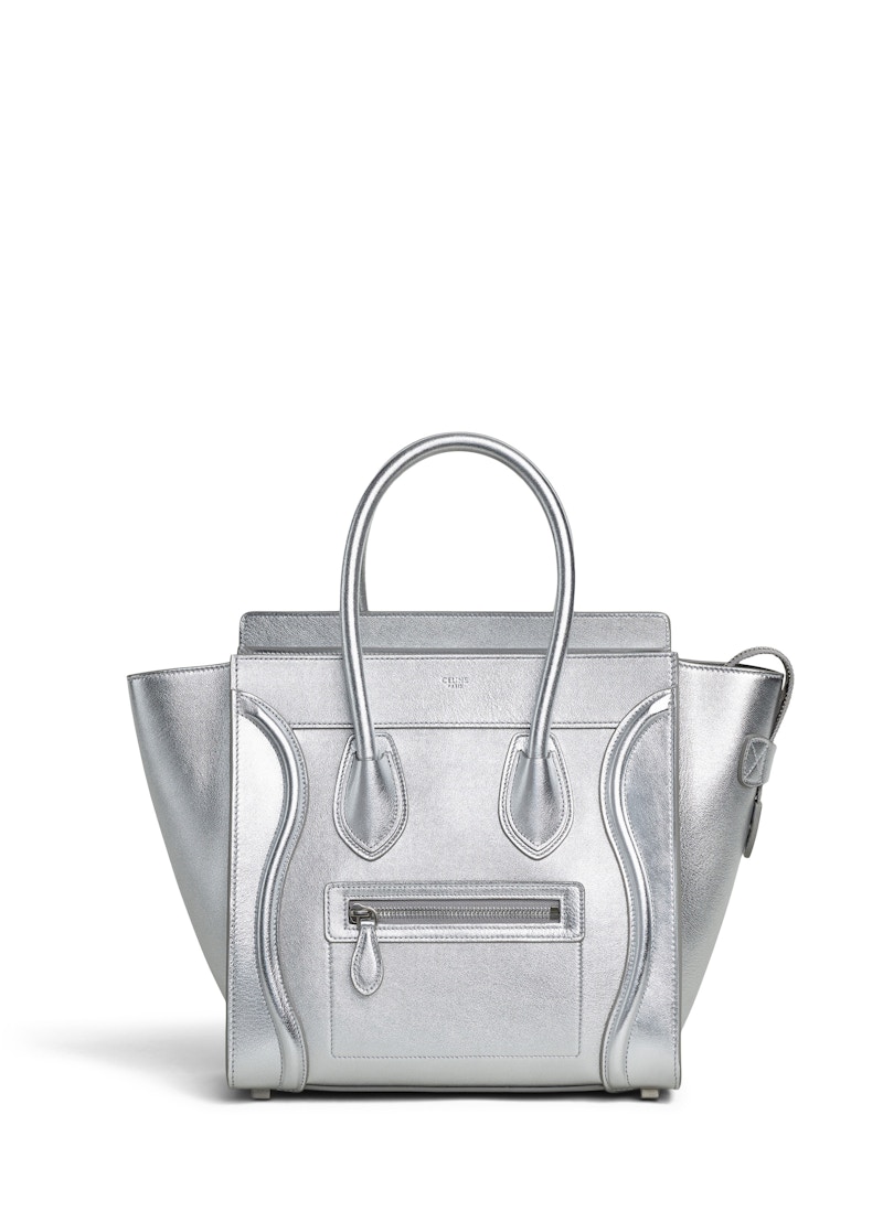 Celine Luggage Laminated Micro Silver