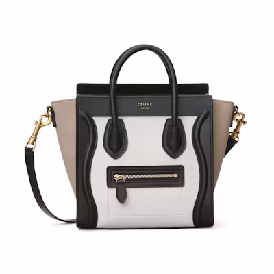 Celine Luggage Multicolor Nano White/Light Taupe
