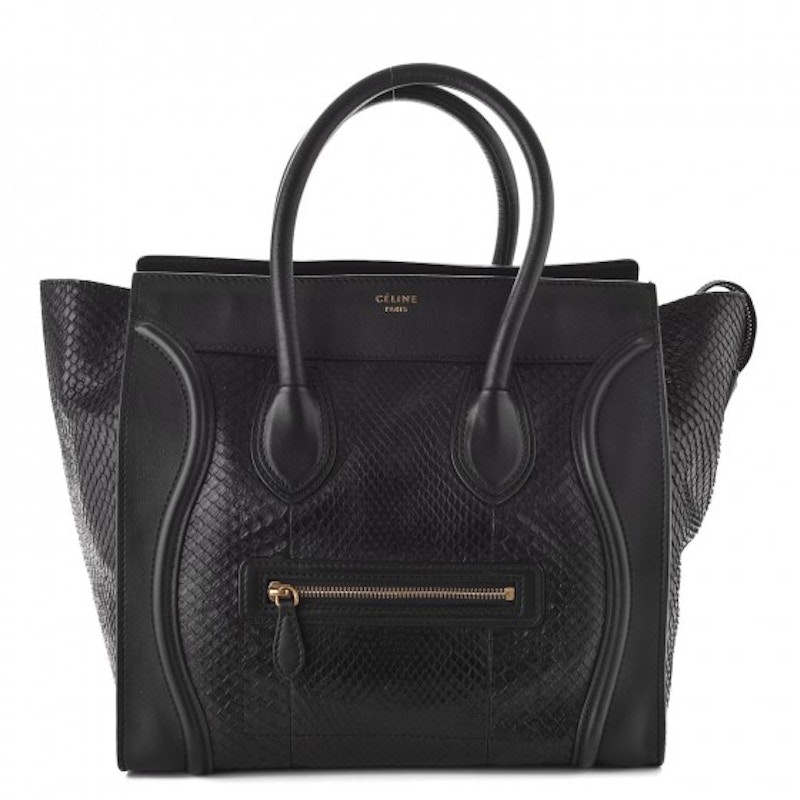 celine-luggage-python-mini-black