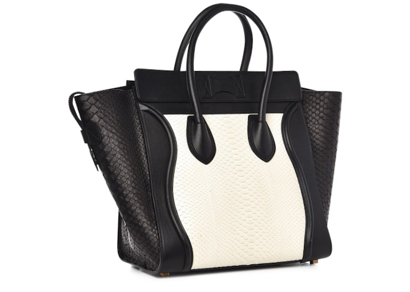 Order Celine Luggage Mini Piel de Pitón Blanco/Negro