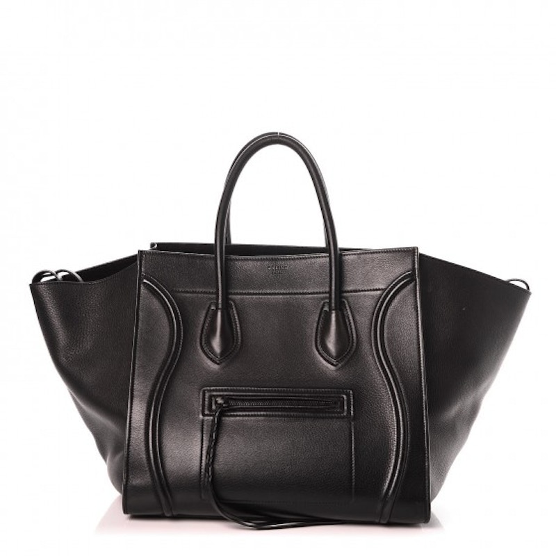 Celine Luggage Silver-Tone Medium Phantom Black