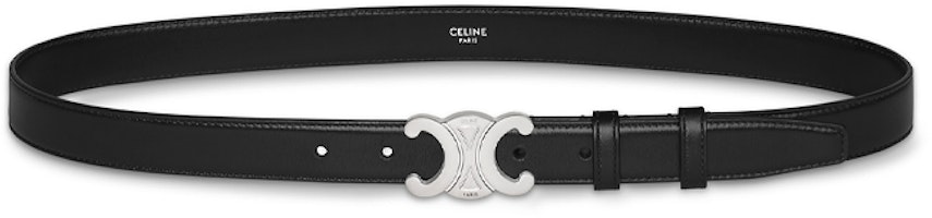 CELINE Luxury Leather Belt with Metal Buckle in Black, 2.5cm Width 45AKA3A01.38SI CELINE Luxury Leather Belt with Metal Buckle in Black, 2.5cm Width 45AKA3A01.38SI