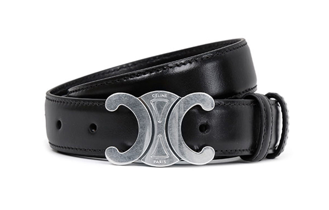 Shop CELINE Luxury Leather Belt with Metal Buckle in Black, 2.5cm Width 45AKA3A01.38SI