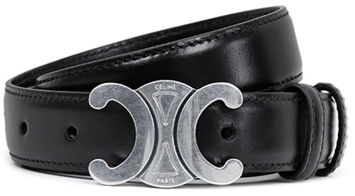 CELINE Luxury Leather Belt with Metal Buckle in Black, 2.5cm Width 45AKA3A01.38SI Shop CELINE Luxury Leather Belt with Metal Buckle in Black, 2.5cm Width 45AKA3A01.38SI