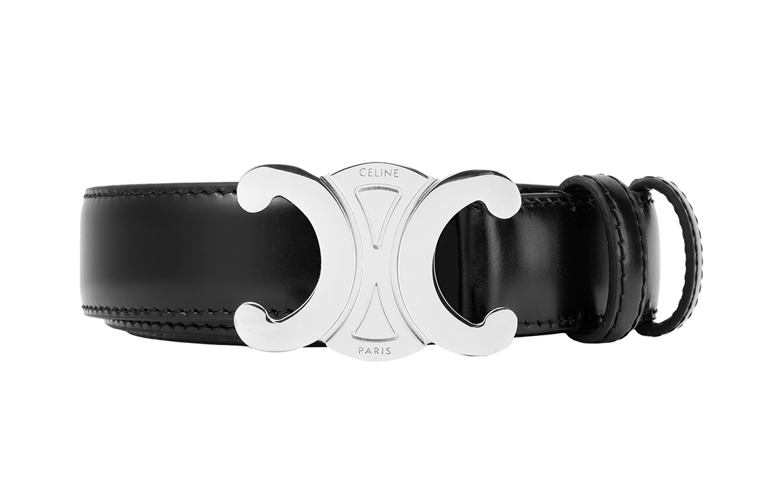 Purchase CELINE Luxury Leather Belt with Metal Buckle in Black, 2.5cm Width 45AKA3A01.38SI