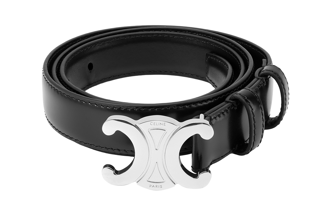 Details for CELINE Luxury Leather Belt with Metal Buckle in Black, 2.5cm Width 45AKA3A01.38SI