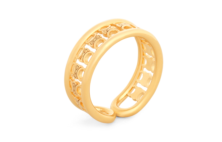 Lookbook CELINE Maillon Triomphe Cincin Kuningan Emas-Finish Multi. 46V386BRA-35OR