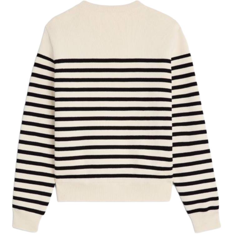 Lookbook CELINE Marinière Cotton Crew Neck Striped Embroidered Sweater Black . 2ADDU012W-01OB