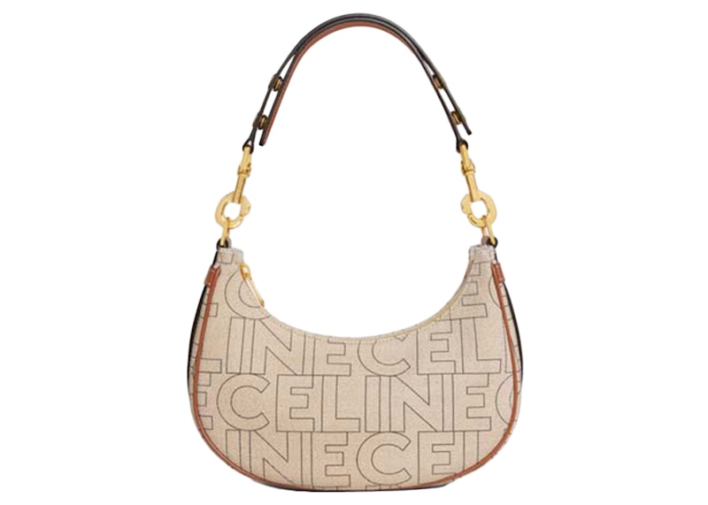 Celine Medium Ava Strap Bag In Textile With Celine All-Over Print Natural/Tan