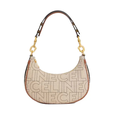 Celine Medium Ava Strap Bag In Textile With Celine All-Over Print Natural/Tan