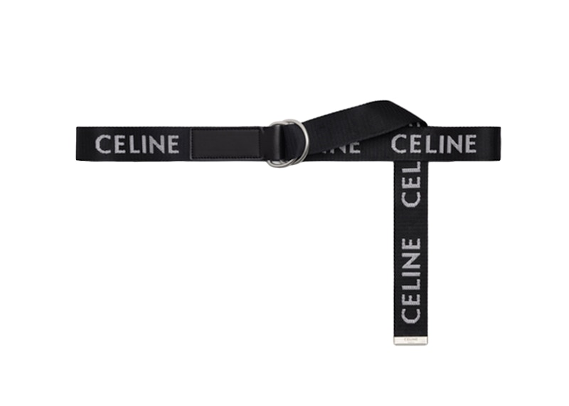 Celine Medium Double Ring Belt Jacquard Black