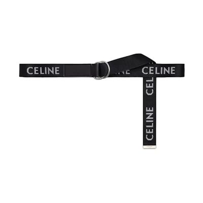 Celine Medium Double Ring Belt Jacquard Black