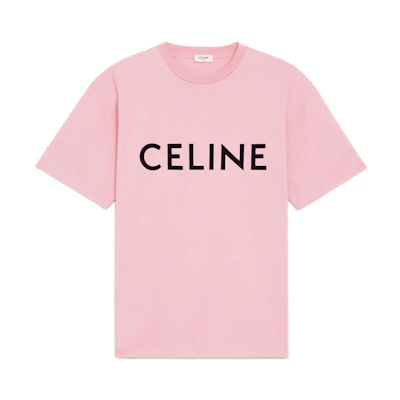 CELINE Men BOY DOLL FW22 Pink Logo Print Oversized Casual T-Shirt. 2X681671Q-25PX