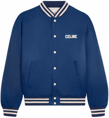 CELINE Men’s Navy Blue SS24 Logo Print Loose-Fit Varsity Jacket. 2W22C227R-07MR Buy CELINE Men’s Navy Blue SS24 Logo Print Loose-Fit Varsity Jacket. 2W22C227R-07MR