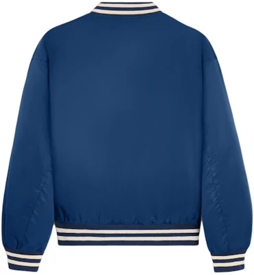 CELINE Men’s Navy Blue SS24 Logo Print Loose-Fit Varsity Jacket. 2W22C227R-07MR Lookbook CELINE Men’s Navy Blue SS24 Logo Print Loose-Fit Varsity Jacket. 2W22C227R-07MR