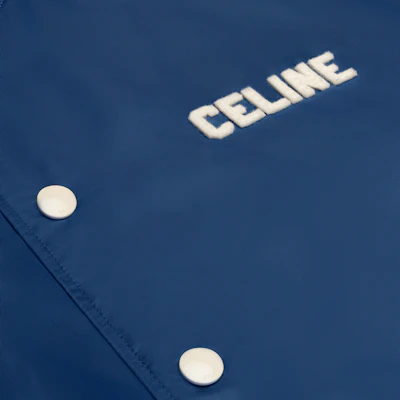 CELINE Men’s Navy Blue SS24 Logo Print Loose-Fit Varsity Jacket. 2W22C227R-07MR Shop CELINE Men’s Navy Blue SS24 Logo Print Loose-Fit Varsity Jacket. 2W22C227R-07MR