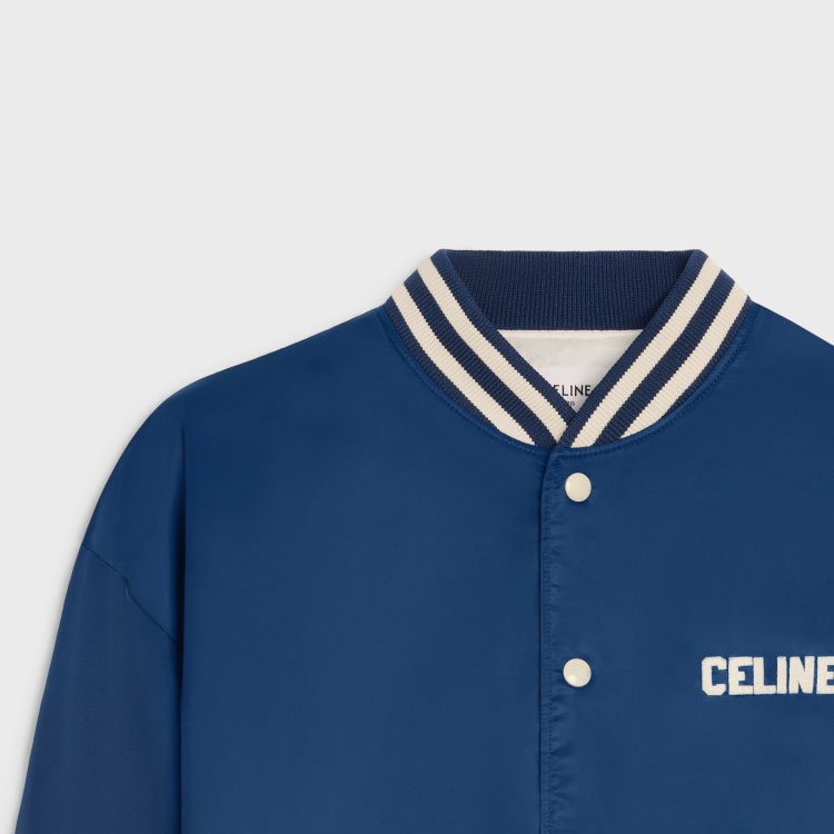 CELINE Men’s Navy Blue SS24 Logo Print Loose-Fit Varsity Jacket. 2W22C227R-07MR 圖 6