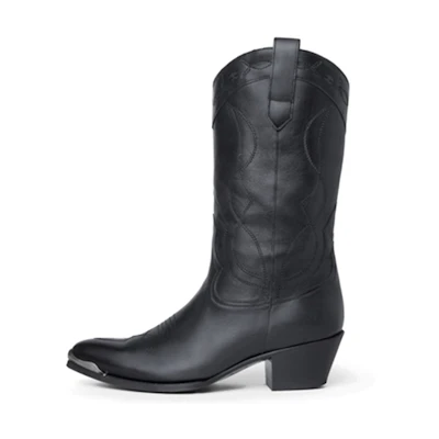 CELINE Metal Toe Cap Ankle Boots 'Black Calfskin'