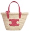 Buy Celine Mini Triomphe Basket Bag in Palm Leaves and Calfskin Lipstick