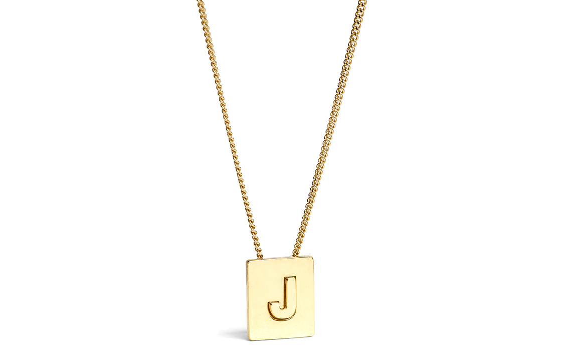 CELINE Minimal Letter Tag Brass Necklace Unisex 46N0J6BRA-35OR