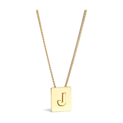 CELINE Minimal Letter Tag Brass Necklace Unisex 46N0J6BRA-35OR