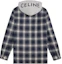 Lookbook Celine 深藍色格紋連帽外套搭配字母標誌與按扣設計 2W65B912X-07MR