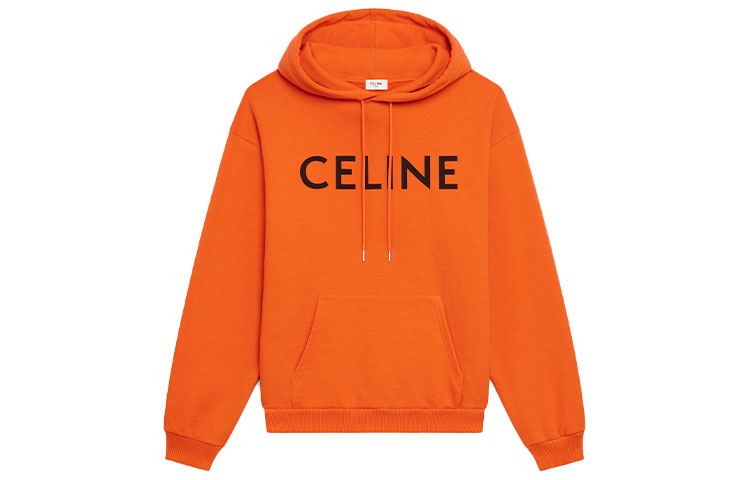Celine Orange Hoodie with Letter Logo Print 2Y321052H-20OB