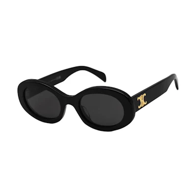 CELINE Oval Sunglasses Black Unisex Couple Style with Patterned Temples. CL40194U5201A