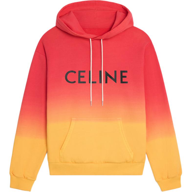 Celine Oversized Hoodie with Letter Logo Graphic in Orange 2Y321658Y-20BD