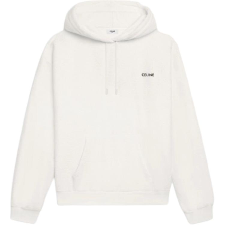 Celine Plain Logo Embroidered Loose Fit Hoodie Men’s Off-White 2Y37G372Y-01OB
