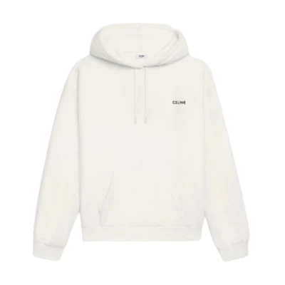 Celine Plain Logo Embroidered Loose Fit Hoodie Men’s Off-White 2Y37G372Y-01OB