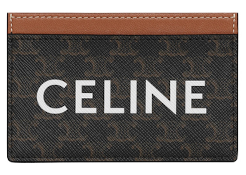 Celine Print Triomphe Card Holder Tan