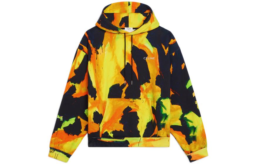 Celine Printed Oversized Hoodie Unisex Yellow Long-Sleeve 2Y403628O-14ML