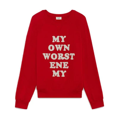 Celine Red Crewneck Sweatshirt with Logo Letter Pattern Long Sleeves 2Y138824I-27RW