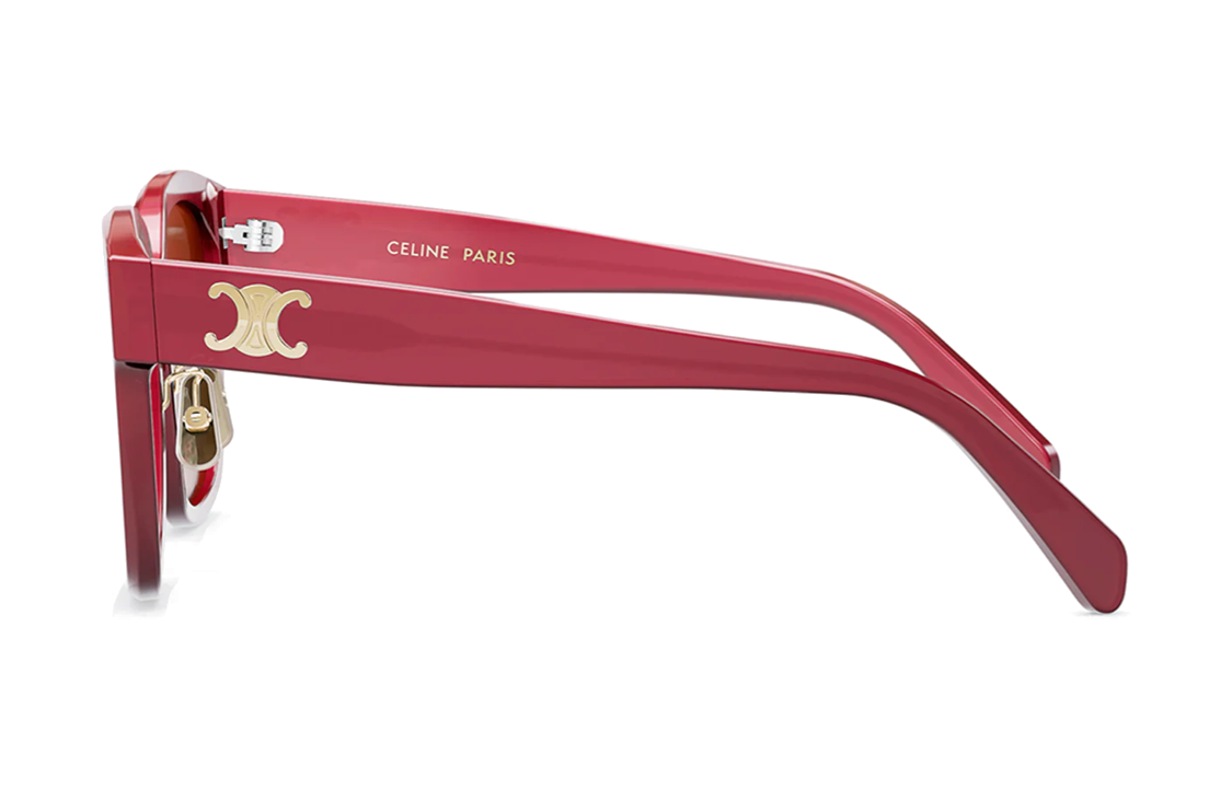 CELINE Red Irregular Sunglasses Unisex Couple Style with Metal Acetate Logo Trim. CL40222F-74S 圖 5