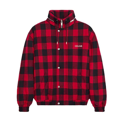 Celine Red Letter Print Loose Fit Detachable Hood Zip-Up Jacket 2W404018F-27RB