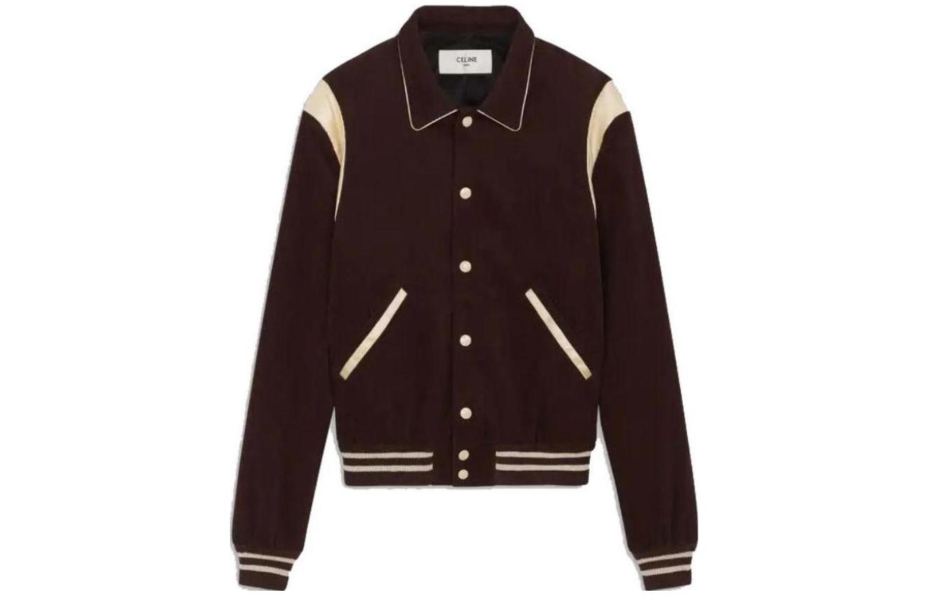 Celine Relaxed Fit Long Sleeve Jacket with Patchwork Lapel Design 2V191000G-19NN