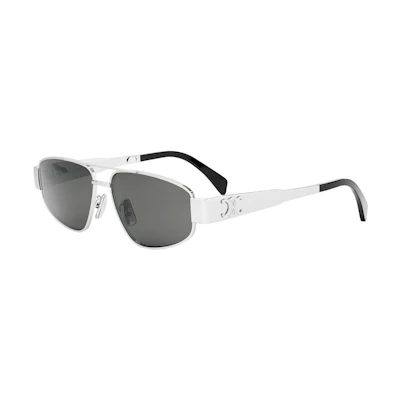 CELINE Silver Aviator Sunglasses for Men with Engraved Temples. CL40281U