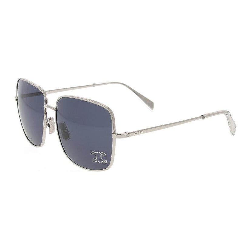 CELINE Silver Rectangular Sunglasses Unisex with Letter Detail Temples MIINTO-46828d83fed7ccde3cca