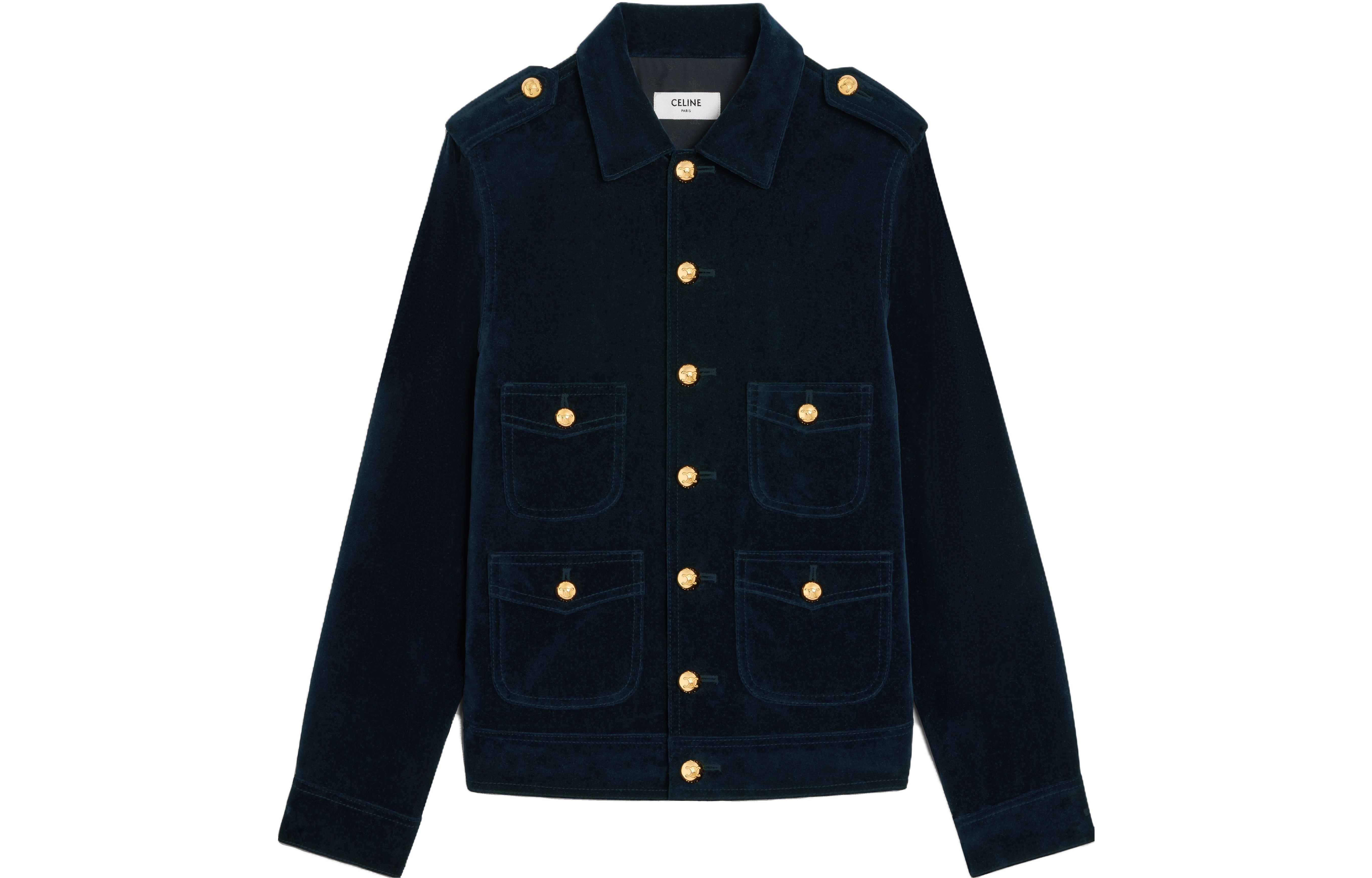 Celine Single-Breasted Casual Jacket for Men in Dark Green 2Q721845V-07IA